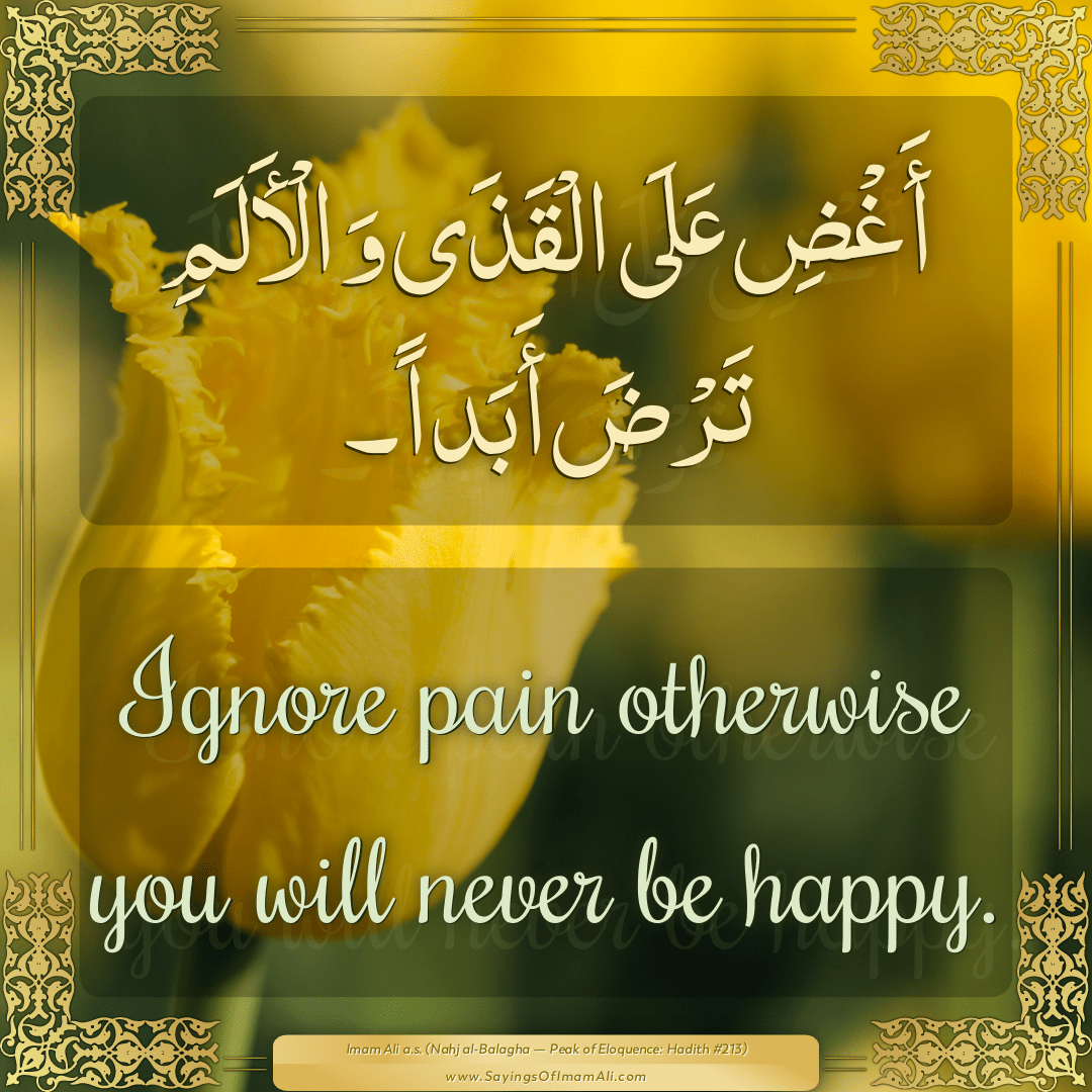 Ignore pain otherwise you will never be happy.